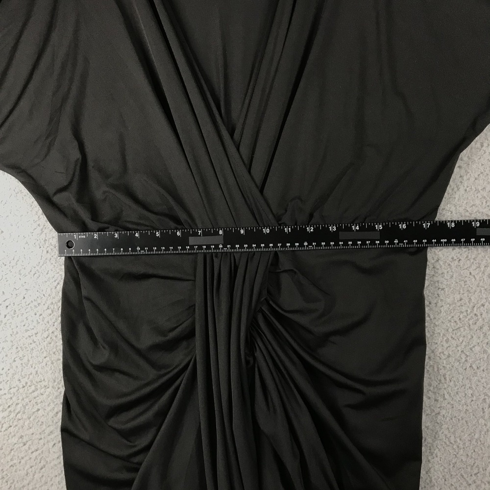 BALTIC BORN Dress Size 3X MIMI Black Ruched Faux Wrap Midi Draped - Picture 13 of 14